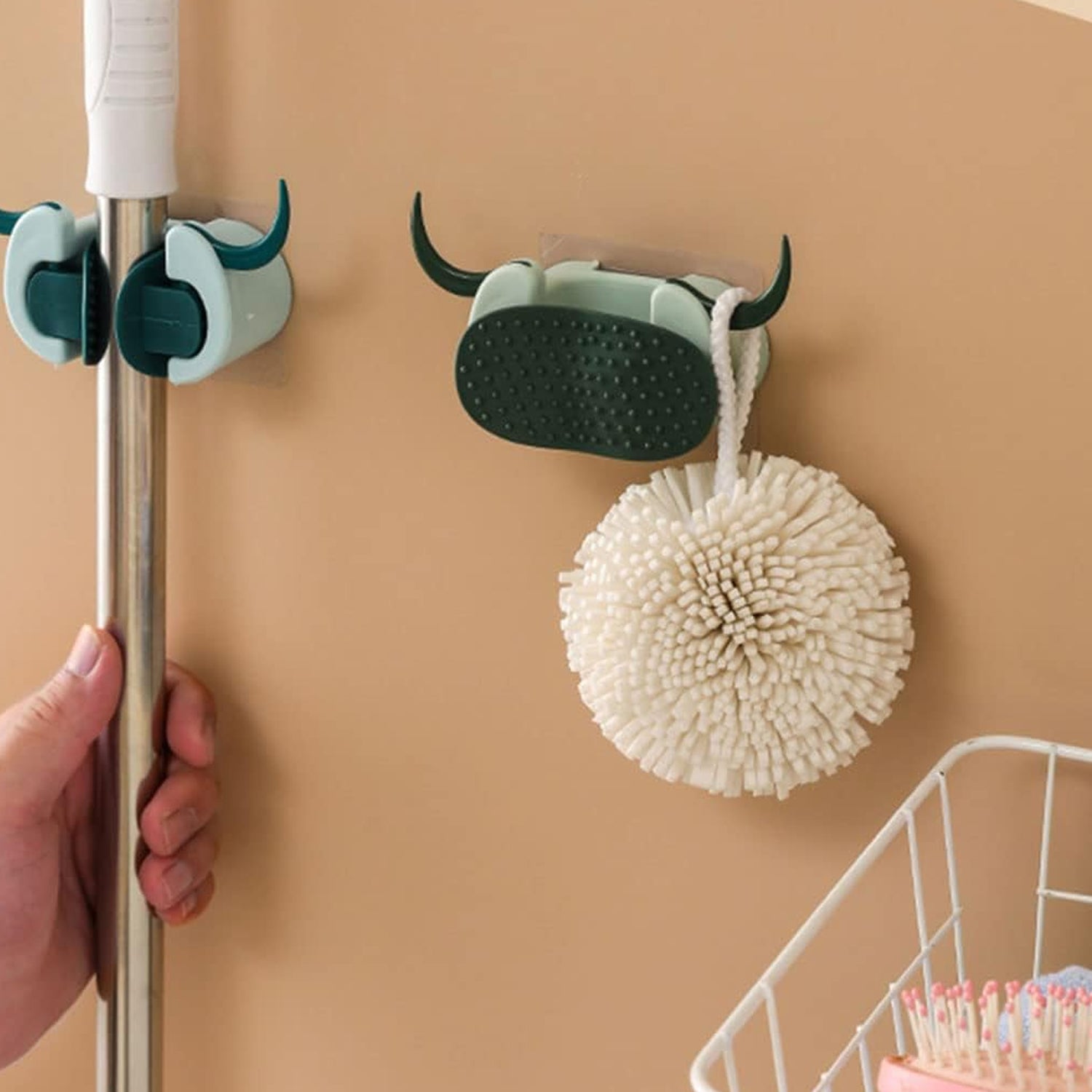 4318 Multifunctional Cartoon Sticky Punch Free Mop Holder Wall Mounted Broom Organizer Cleaning Tools Holder Hanger, Self Adhesive Cute Cow Head Suction Cup Hanging Hook for Bathroom Kitchen (1 Pc) 4318 Multifunctional Cartoon Sticky Punch Free Mop Holder Wall Mounted Broom Organizer Cleaning Tools Holder Hanger, Self Adhesive Cute Cow Head Suction Cup Hanging Hook for Bathroom Kitchen (1 Pc)